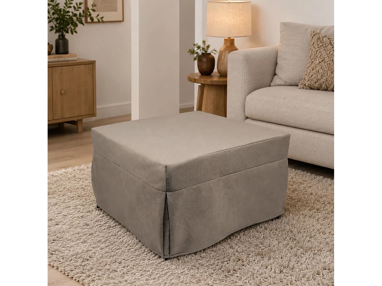 Pouf Arno, Fauteuil polyvalent, Chaise sac, Pouf repose-pieds, Made in Italy, 78x78 h45 cm, Tourterelle