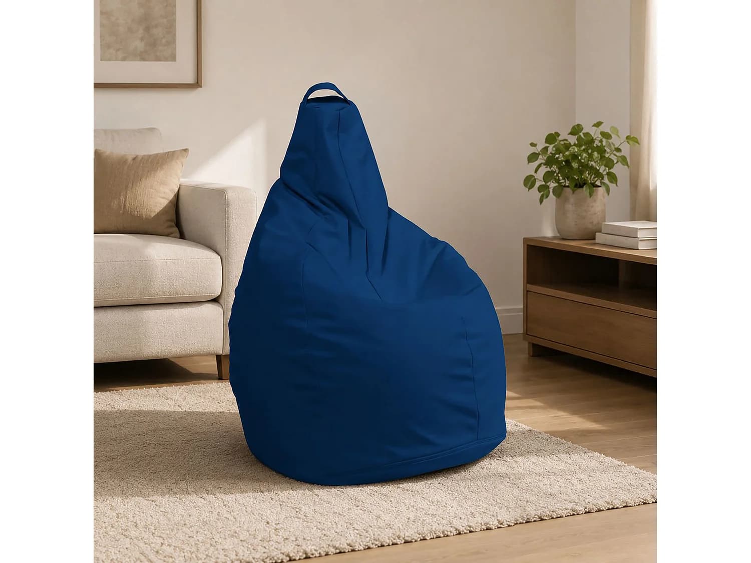 Pouf Aunter, Fauteuil polyvalent, Chaise sac, Pouf repose-pieds, Made in Italy, 90x90 h120 cm, Bleu
