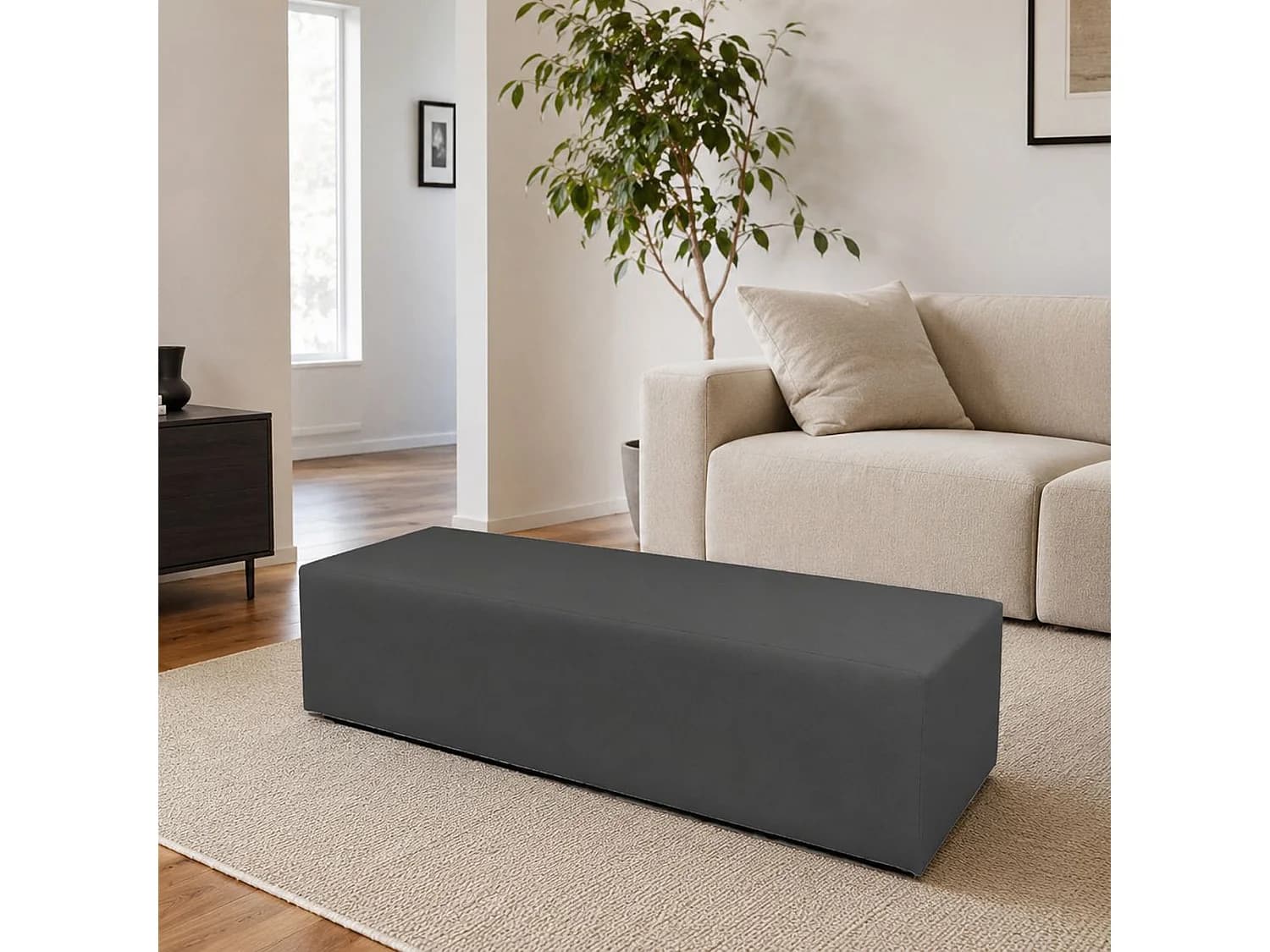 Pouf Apecchio, Fauteuil polyvalent, Chaise sac, Pouf repose-pieds, Made in Italy, 180x40 h42 cm, Gris