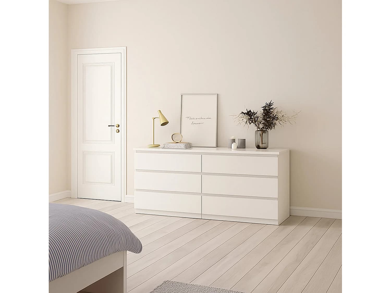 Buffet Abacadabra, Buffet du salon, Commode de salon, Garde-manger de cuisine, 154x50 h70 cm, Blanc