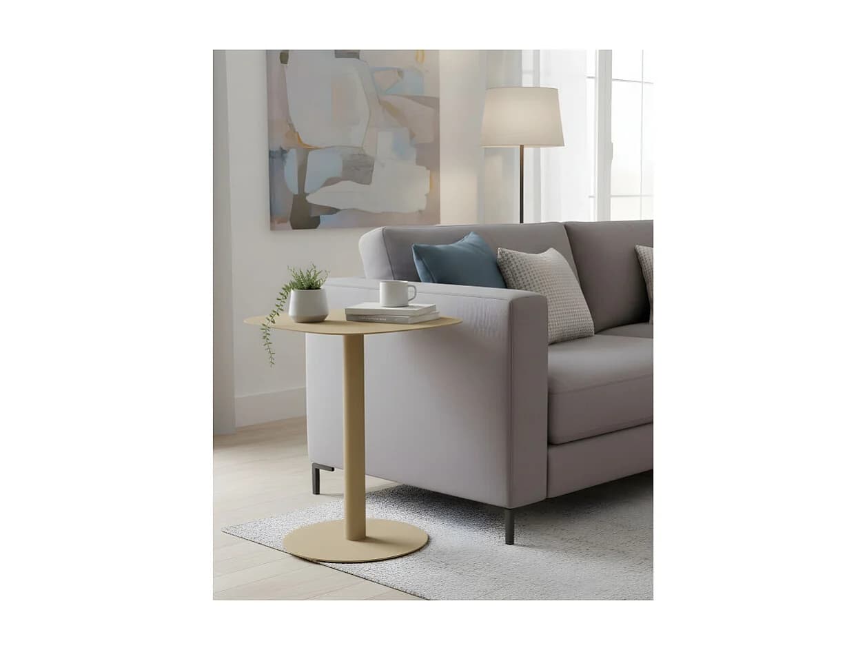 Table d'appoint, Table basse, Bout de canapé, Métal, Design scandinave, Fonctionnelle - Couleur Sable - 51*49*38 cm - SKANDY
