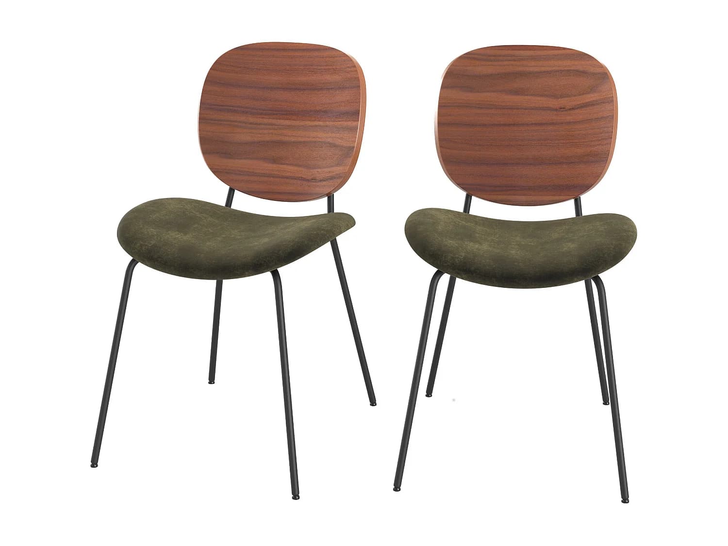 Lot de 2 chaises en velours vert kaki - Simone
