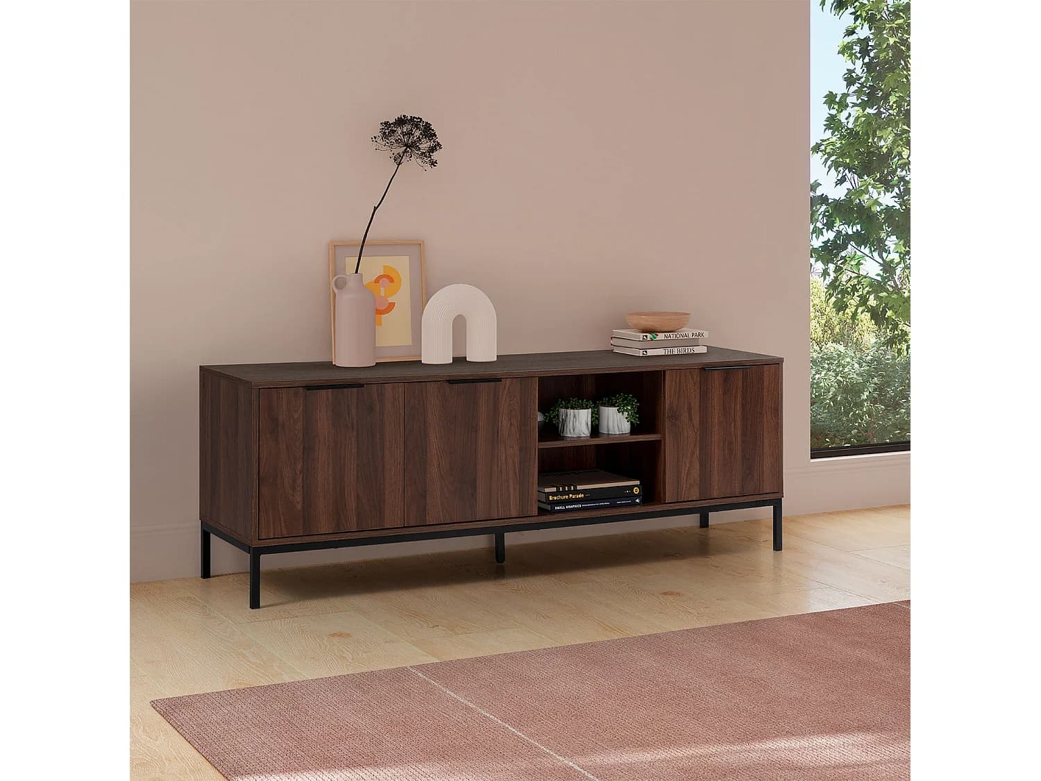 Meuble TV Auri 3 portes couleur Noyer