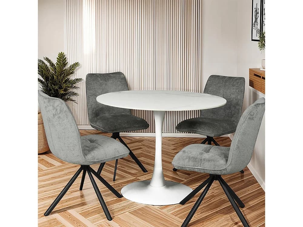 Table à manger ronde ISA en pierre, 4/5personnes, D.110 cm/ blanc