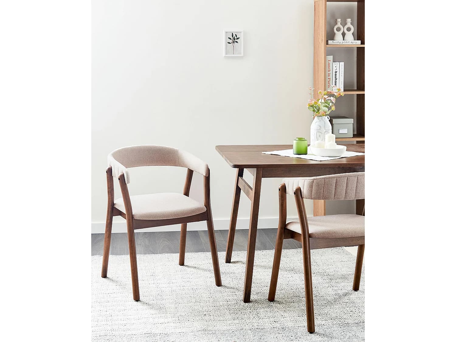 Lot de 2 chaises de salle à manger MYLO Tissu Beige