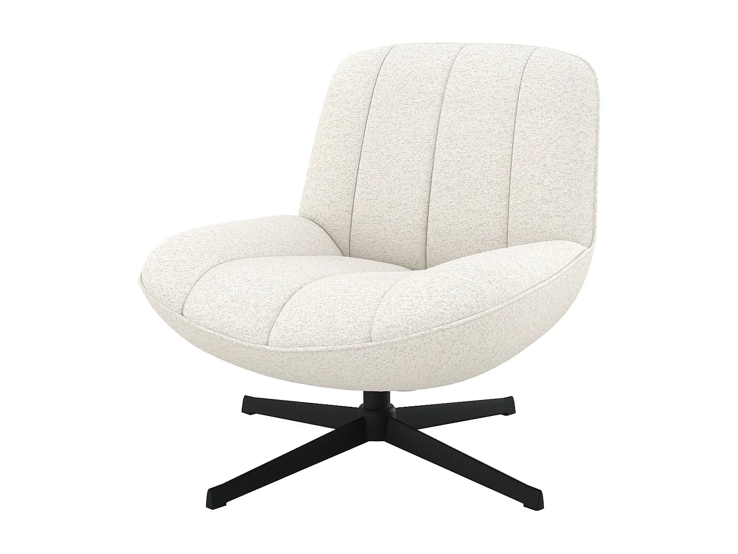 Fauteuil pivotant en tissu bouclé blanc cassé - Elvis