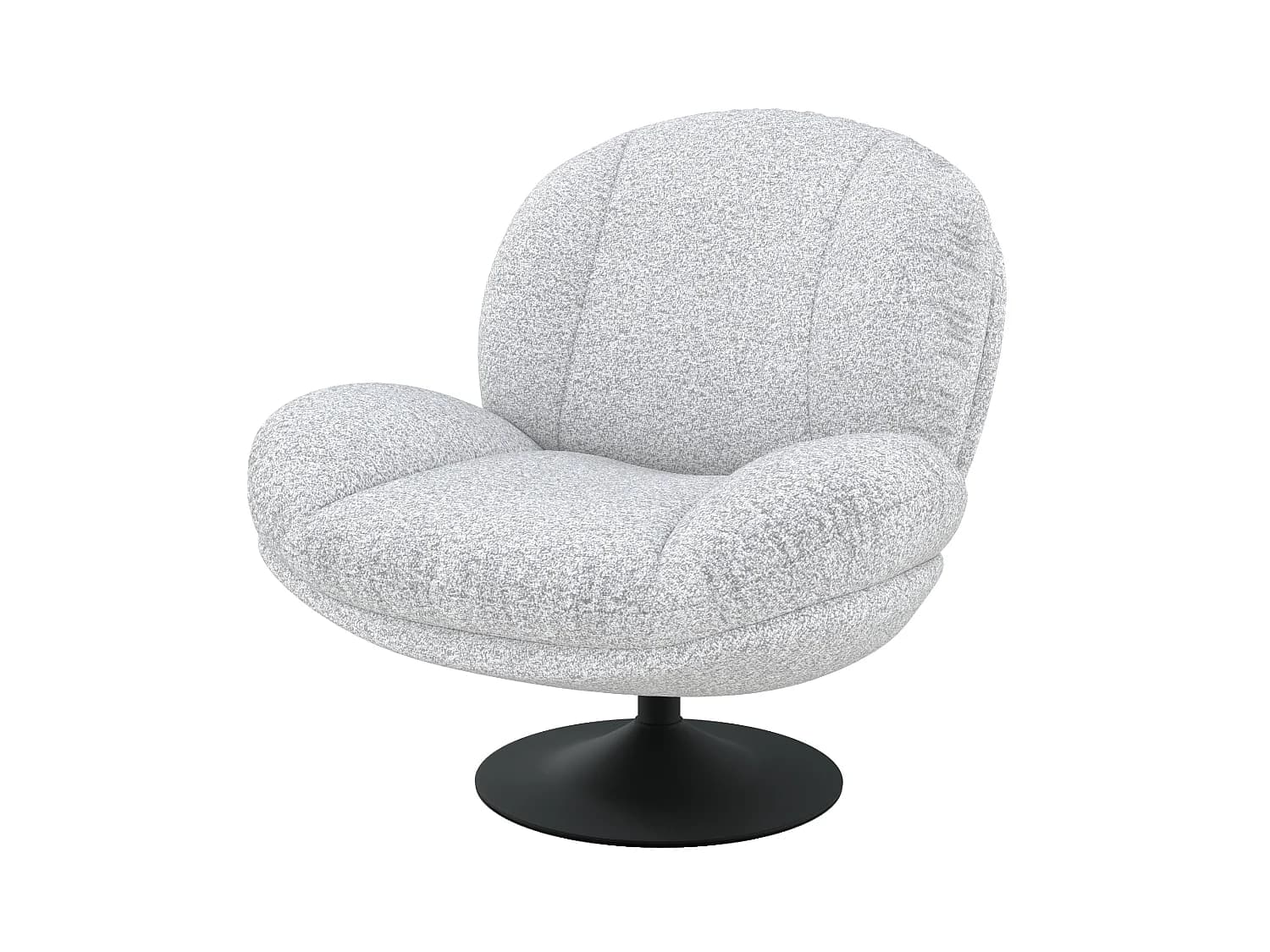 Fauteuil pivotant en tissu bouclé gris chiné - Ricci