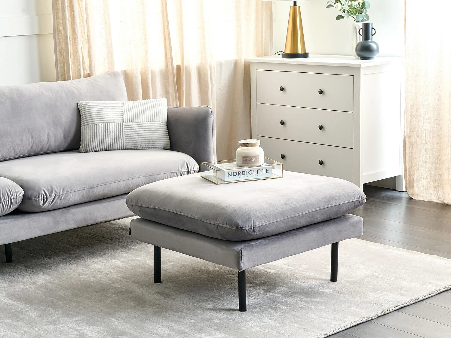 Ottoman VINTERBRO Velours Gris