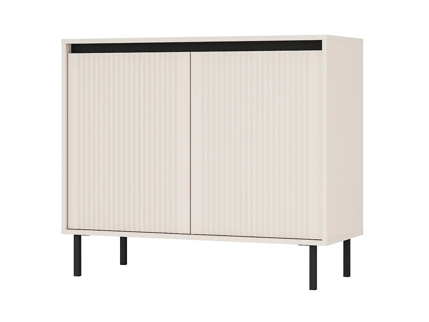Buffet 2 portes avec pieds noirs – 100 cm – beige - OSAKA