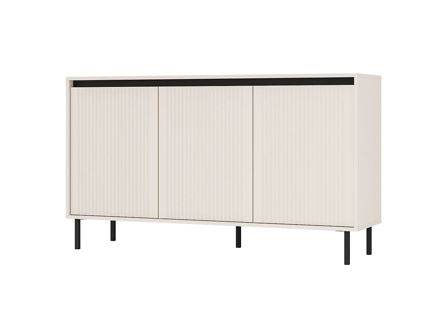Buffet 3 portes avec pieds noirs – 149 cm – beige - OSAKA