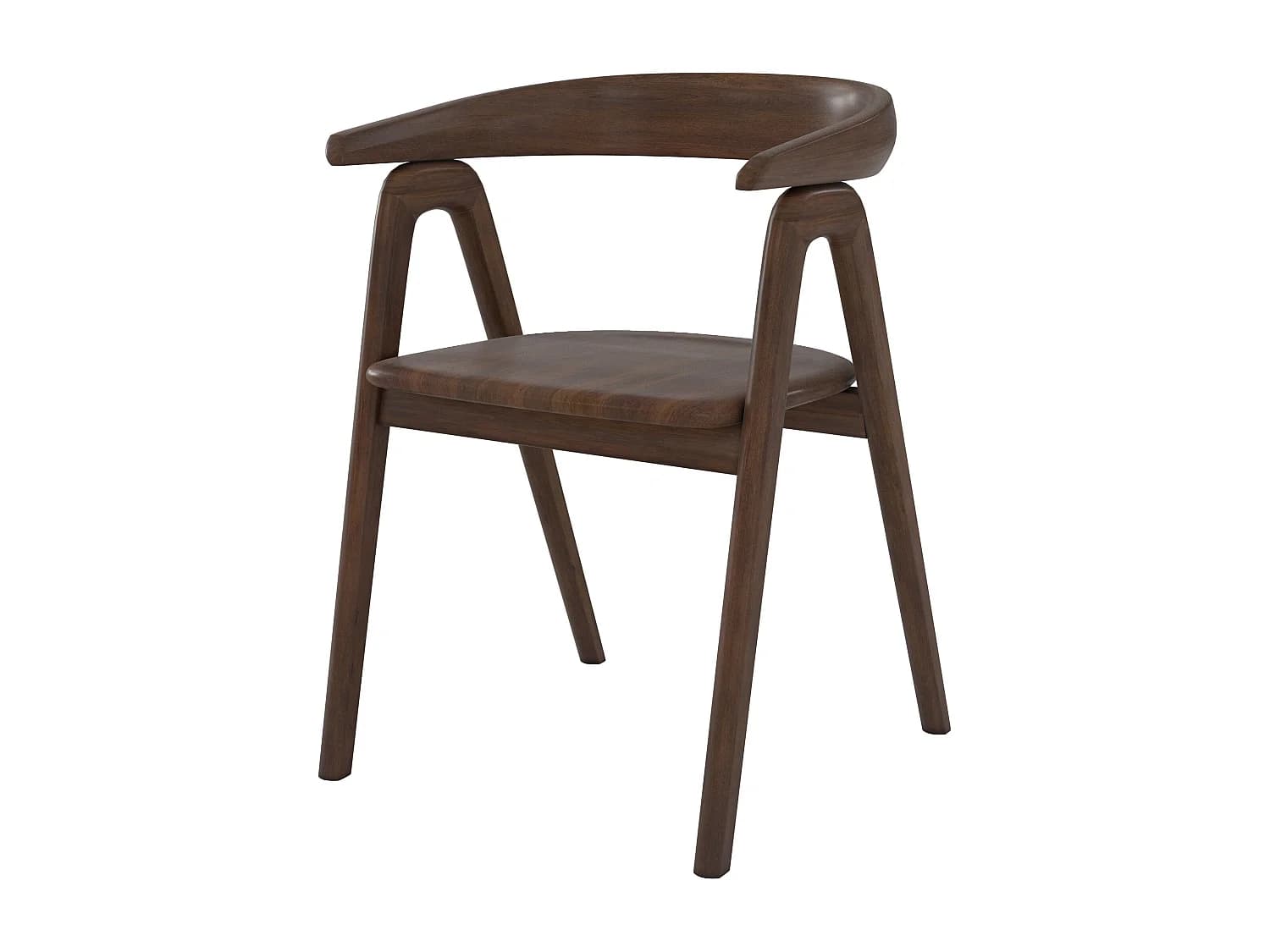 Chaise en bois d'hévéa foncé avec accoudoirs - Hawa
