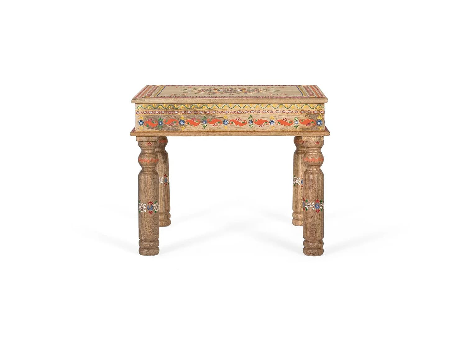Tables basses en bois de manguier 58 cm, style ethnique artisanal - 47 x 58 x 58 cm