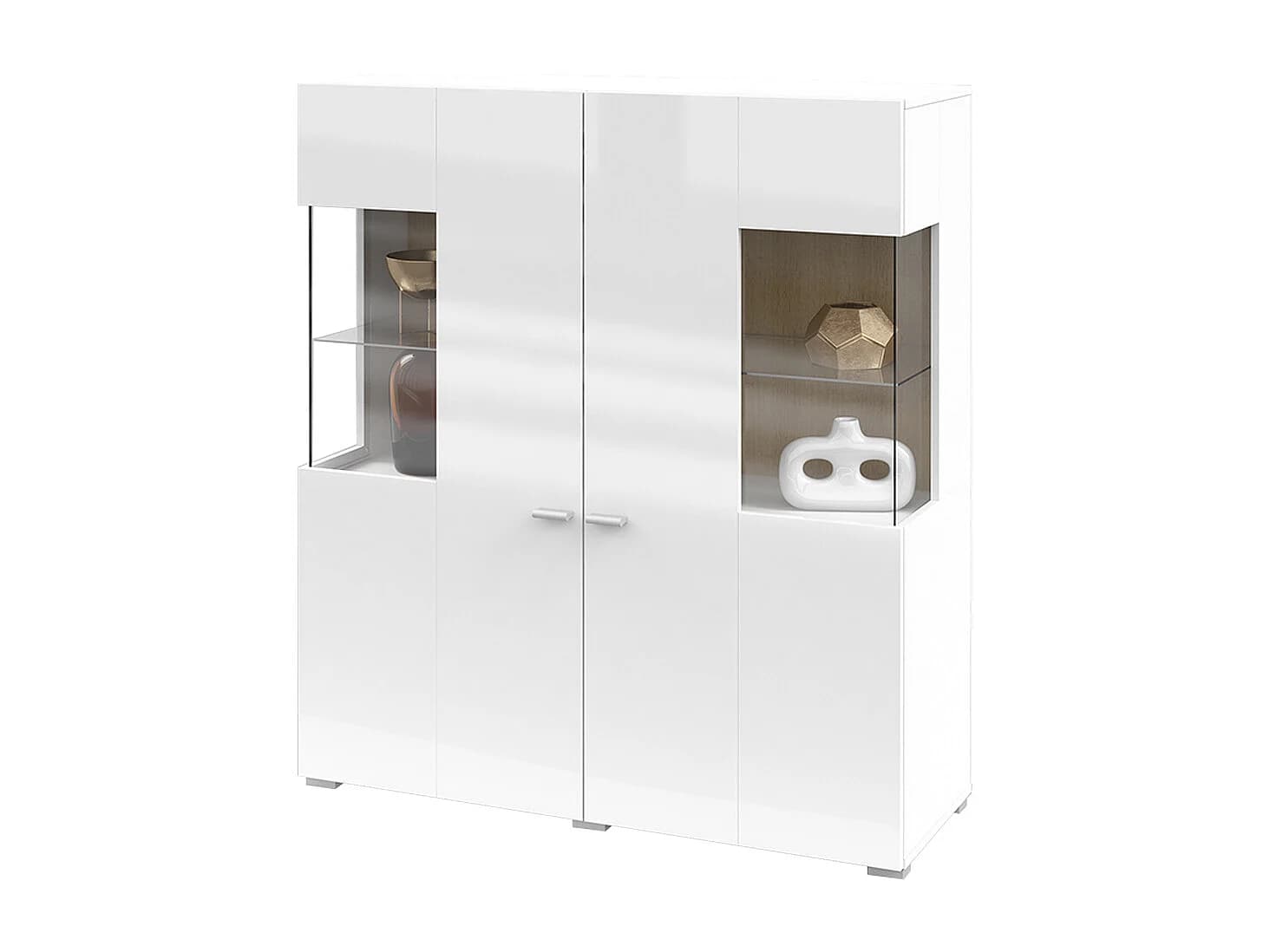Vaisselier 2 portes Akram Blanc et Bois