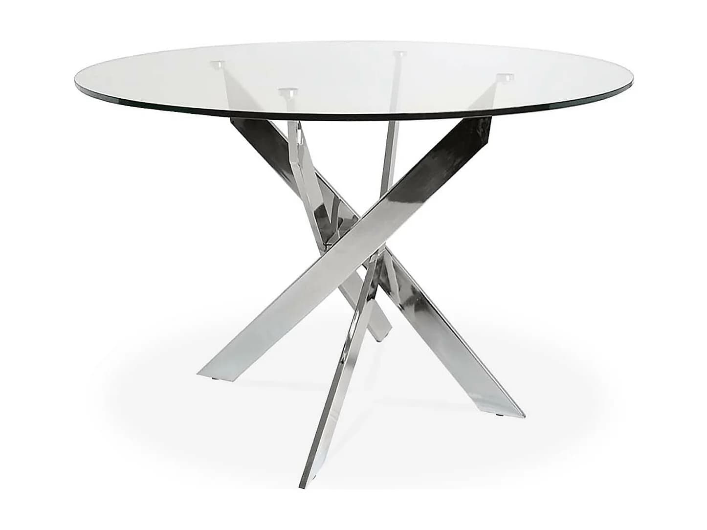Table ronde en verre et pied chromé Sofia