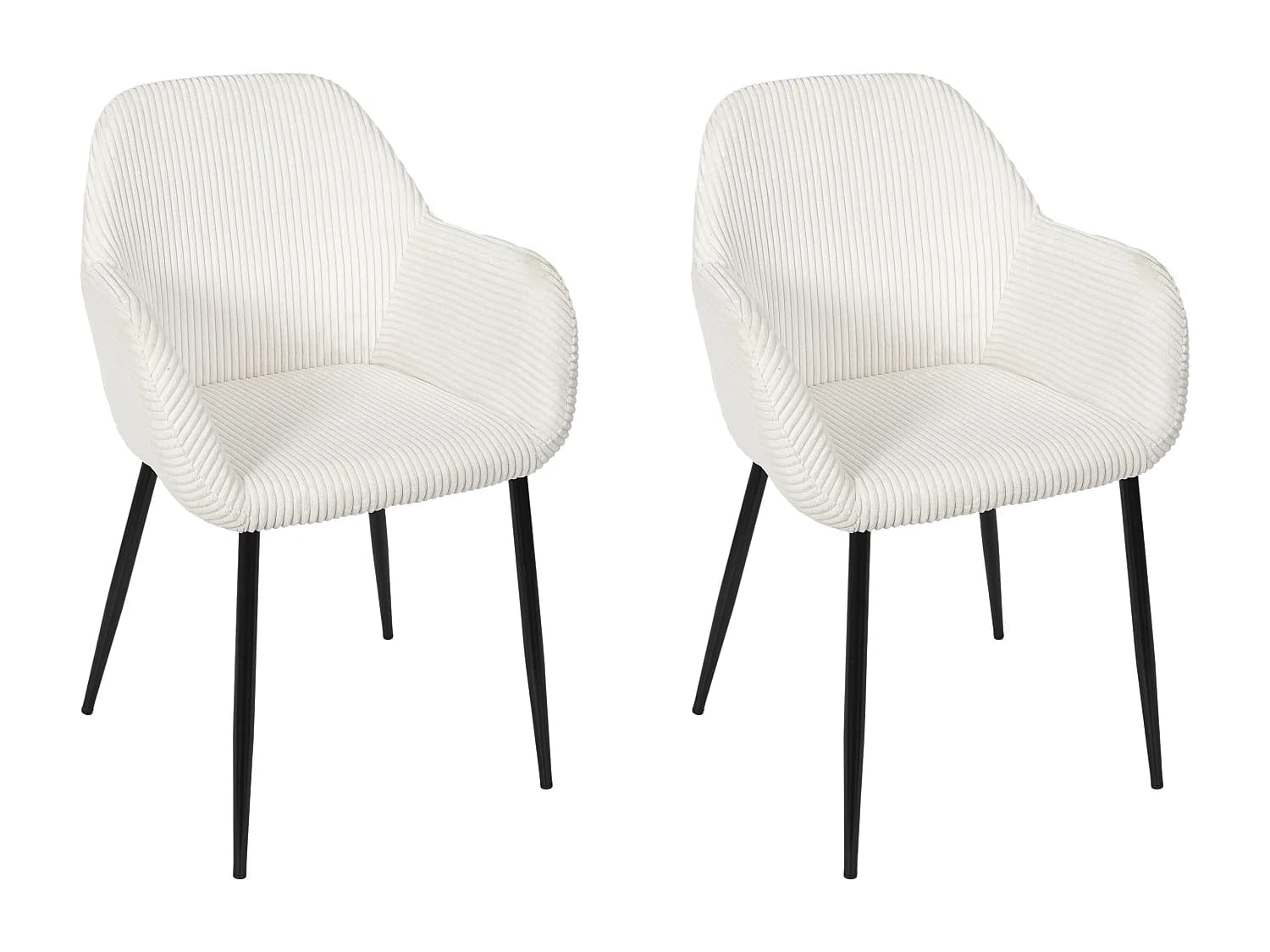 Lot de 2 Fauteuils - HOME DECO FACTORY - Scott - Côtelés - Confortables - Beige et Noir