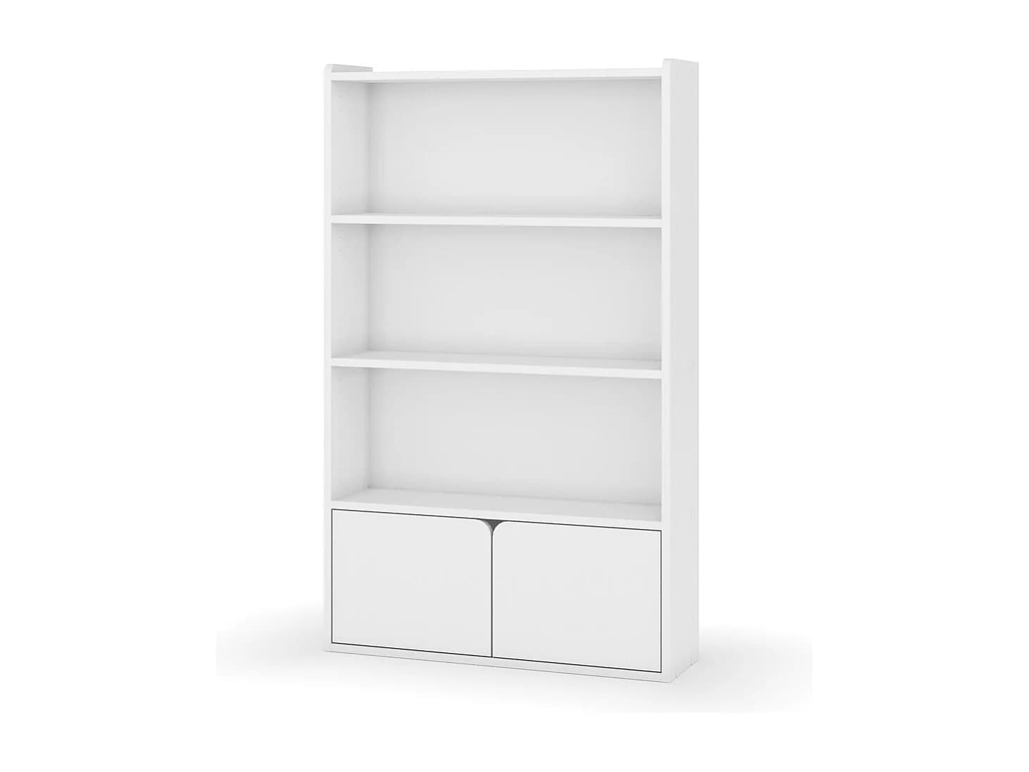 Bibliothèque étagère 2 portes bois massif blanc SIDNEY