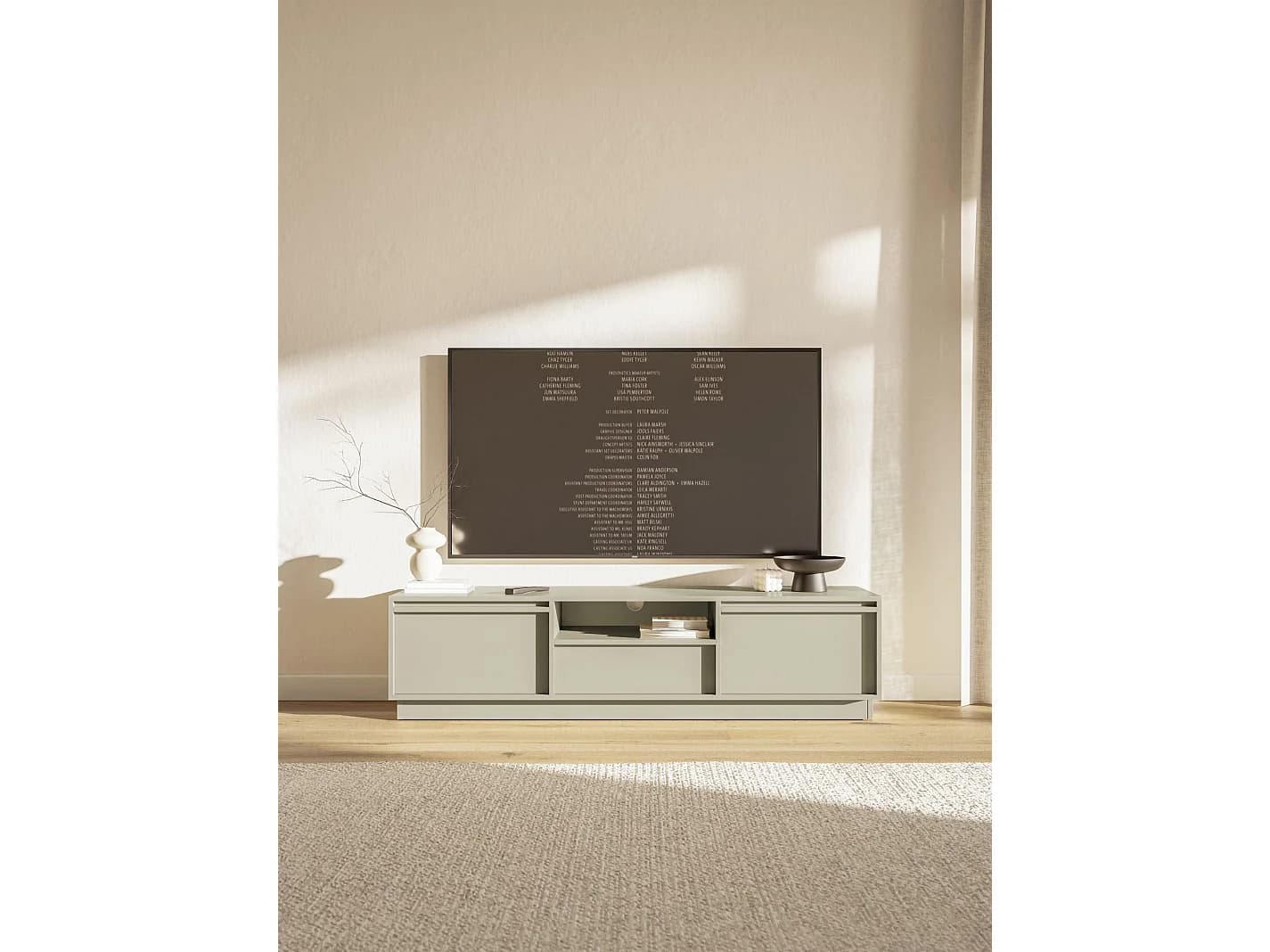Meuble TV 3 portes avec 3 tiroirs - 154 cm - kaschmir - EVO