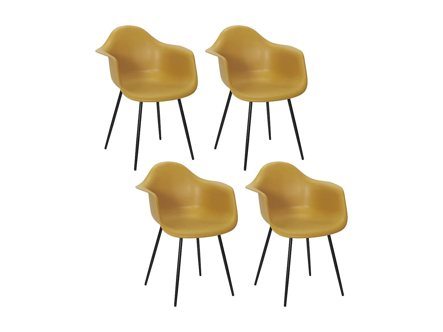 Lot de 4 Chaises - HOME DECO FACTORY - Gustav - Design Épuré - Jaune et Noir