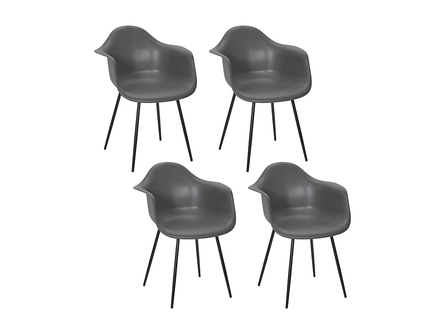 Lot de 4 Chaises - HOME DECO FACTORY - Gustav - Design Épuré - Confortables - Gris et Noir
