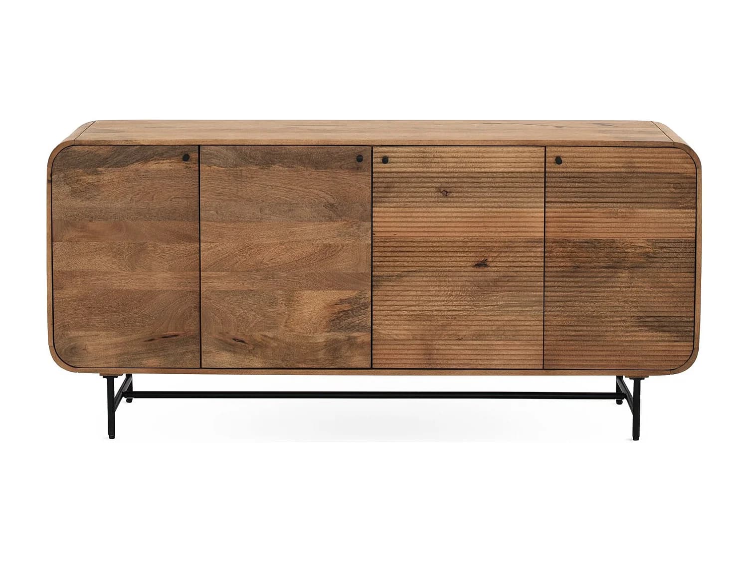 Buffet aux contours arrondis en bois massif de manguier avec 4 portes