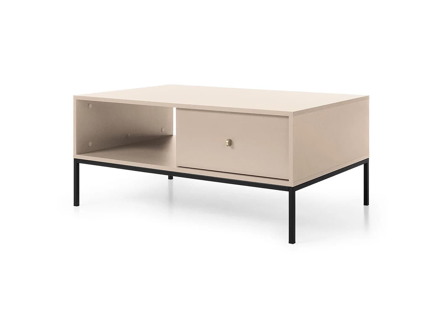 Table basse - 104x68 cm - beige avec pieds dorés - VELLORE