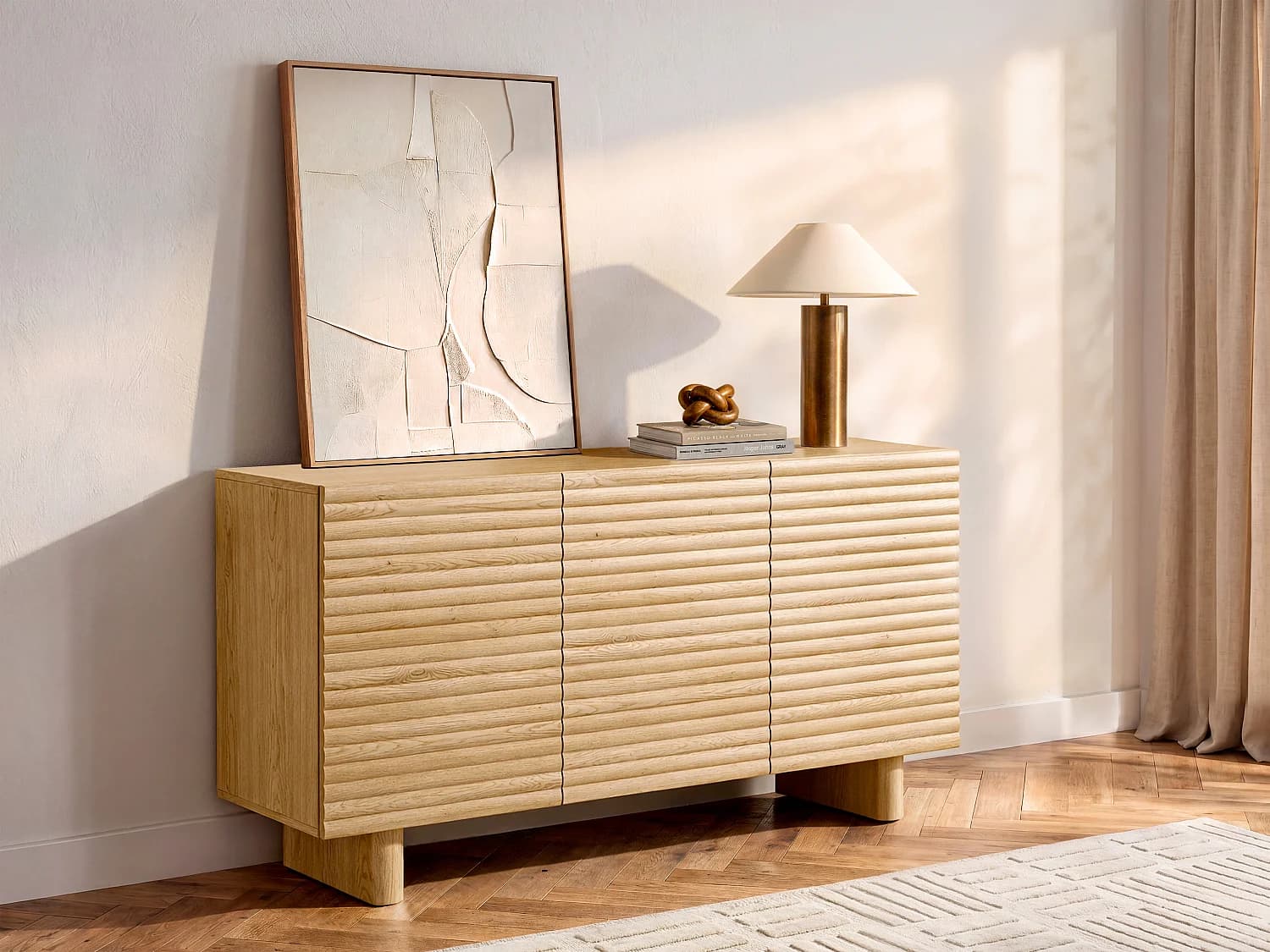 Buffet avec 3 portes en MDF - Naturel - LUDIMA