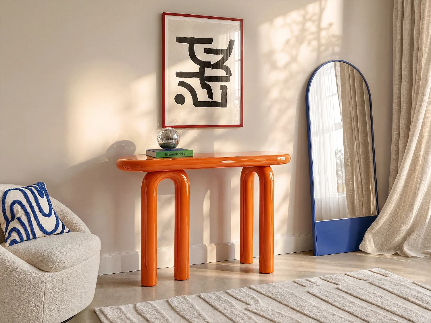 Console en MDF - Orange laqué - ZESTORIO