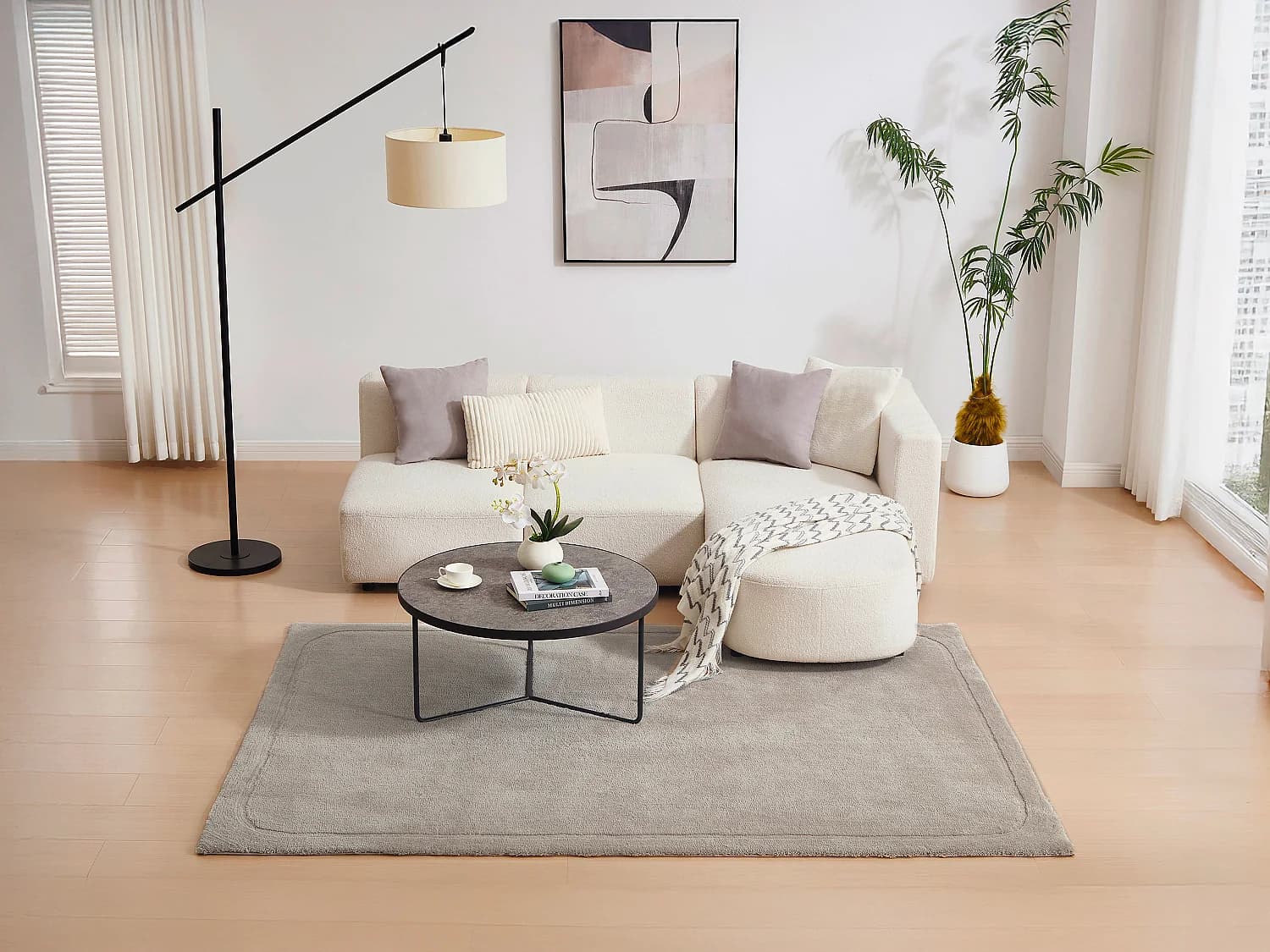 Tapis à poils mi-longs - 200 x 290 cm - Taupe - VELINA