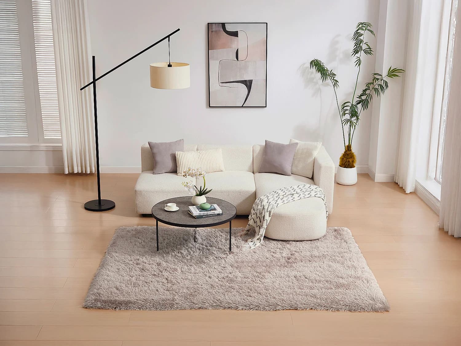 Tapis shaggy à poils longs -200 x 290 cm - Taupe - ARDELA