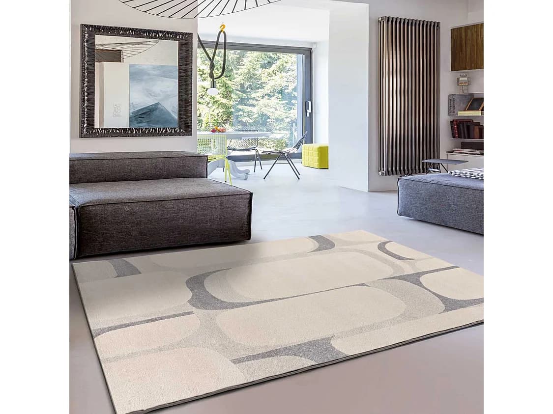 Tapis intérieur - abstrait - beige / gris - 160 x 230 cm - PORTO