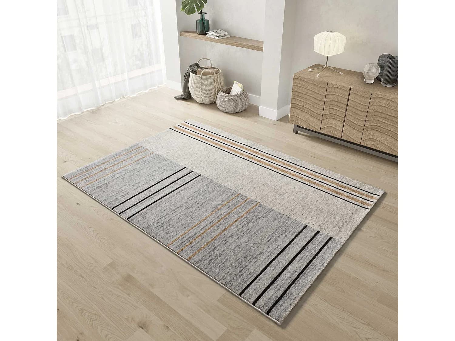 Tapis intérieur - géométrique - gris / beige - 160 x 230 cm - CRAFT