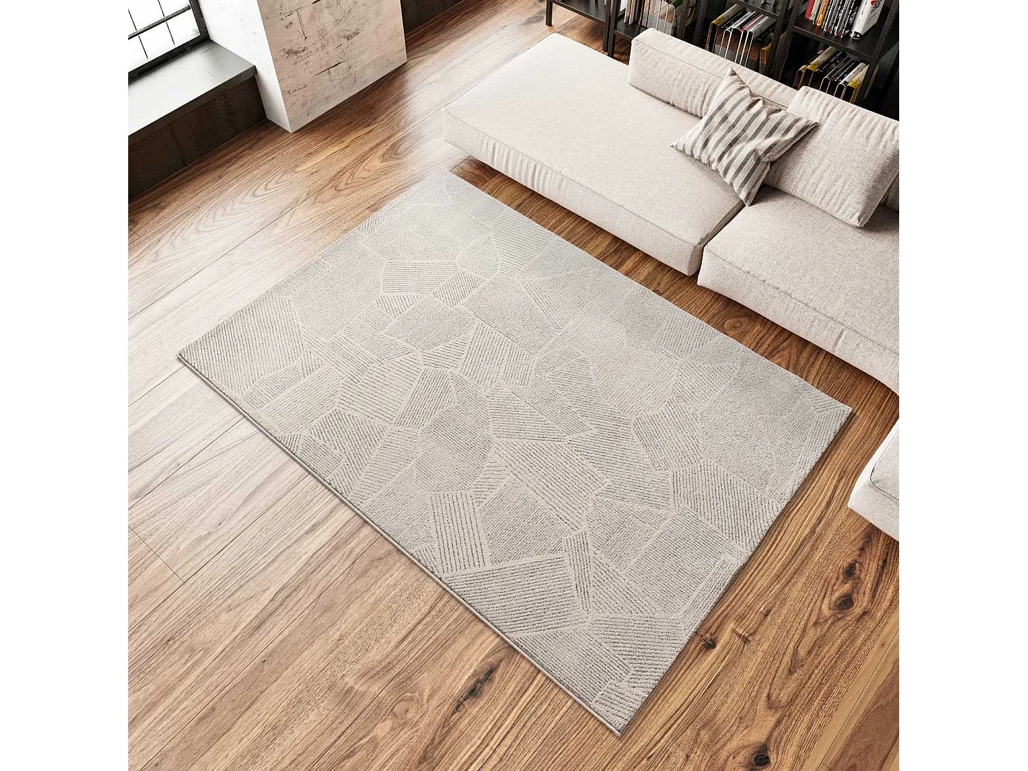 Tapis intérieur - abstrait - beige / gris - 160 x 230 cm - PORTO