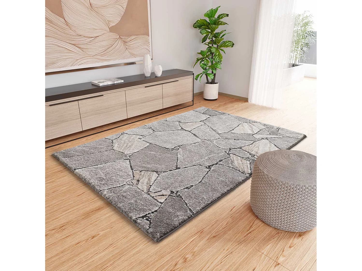 Tapis intérieur - shaggy moderne - gris - 160 x 230 cm - KIVET