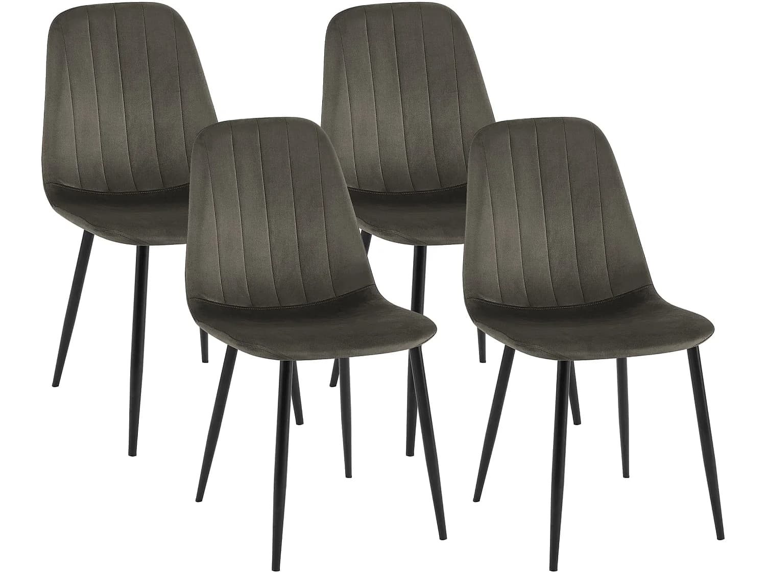 Lot de 4 chaise salle à manger - Velours - Anthracite - Baxter