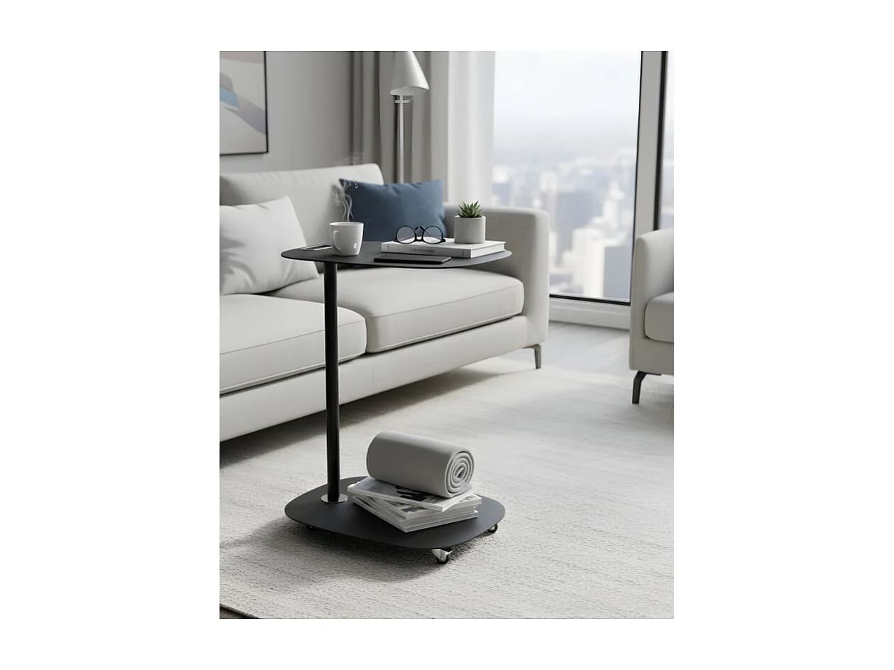 Table d'appoint à roulettes EVI - design scandinave, compacte, pratique et fonctionnelle