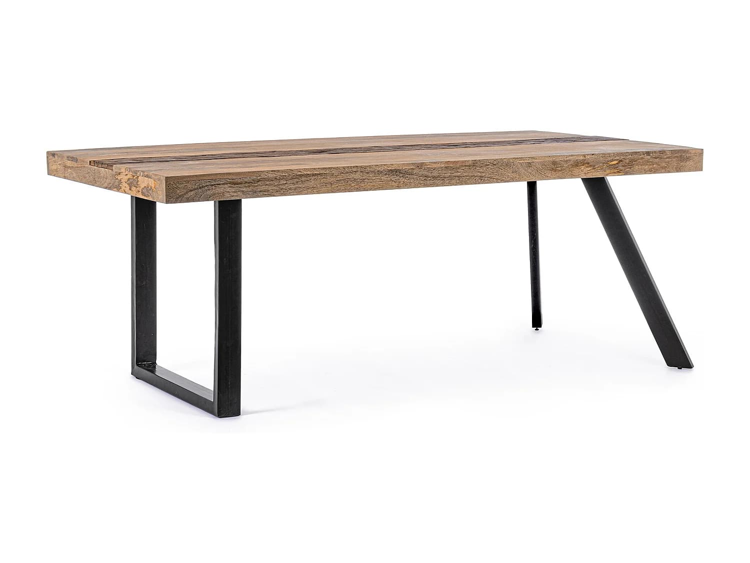 Table en bois de manguier et pieds en acier noir, 200×100 - MANCHESTER