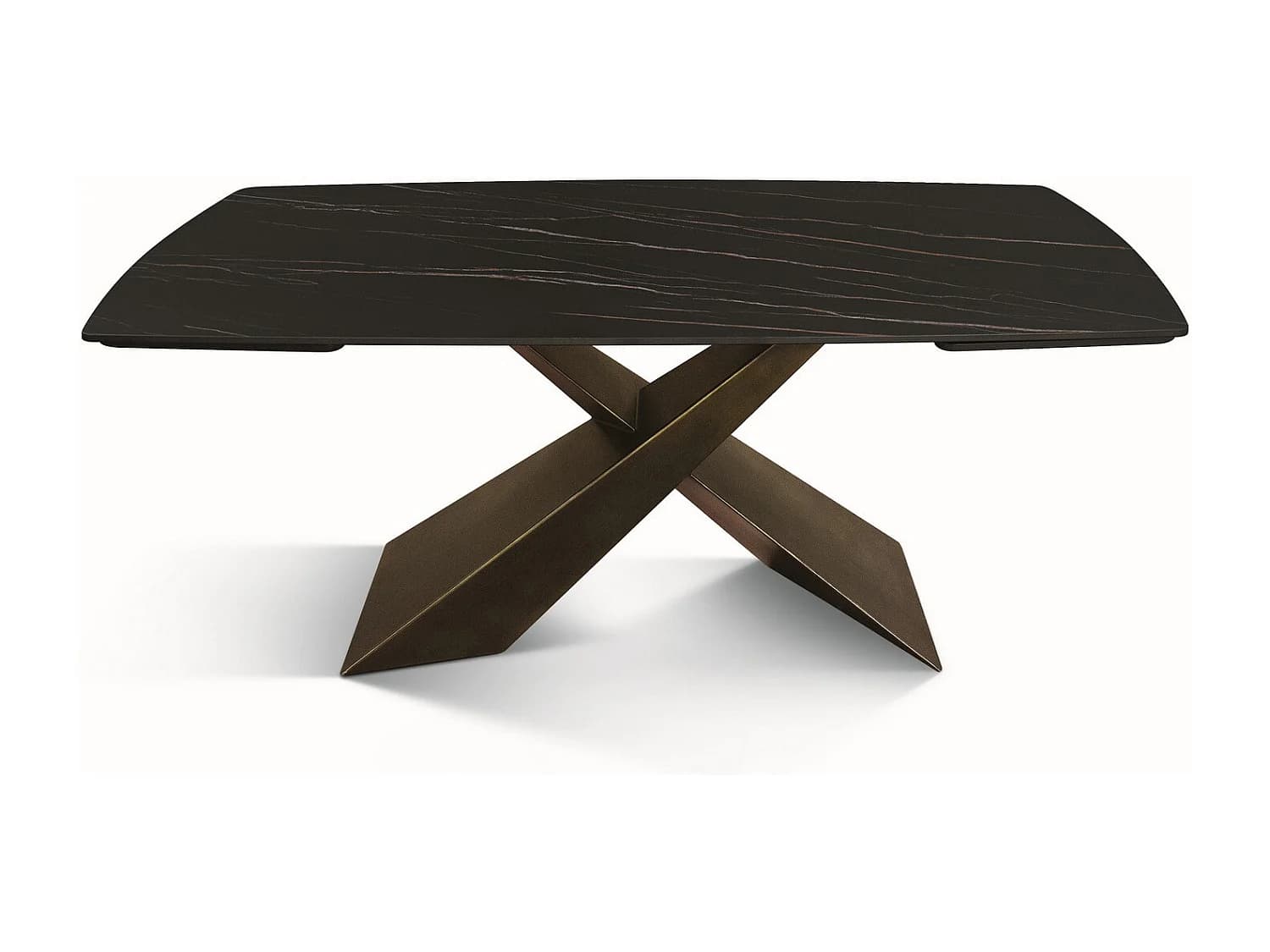 Table vitrocéramique noir doré, pieds métal bronze 160x90-240x90cm - FIGARI
