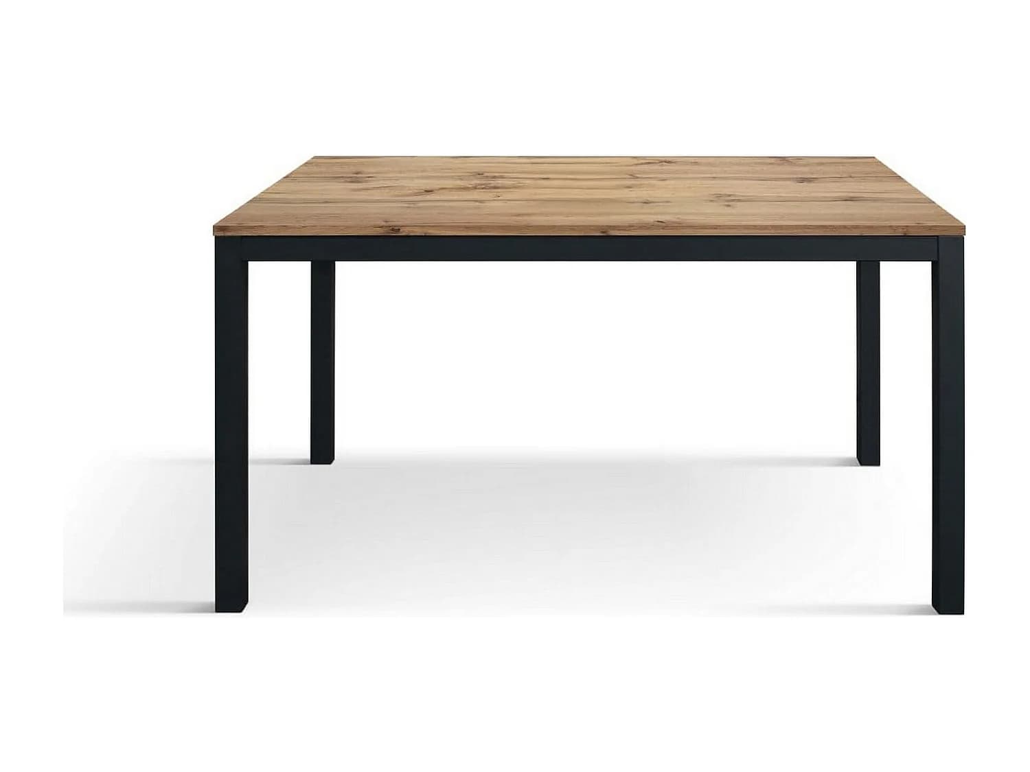 Table en bois, effet chêne, base anthracite, 160x90-210x90cm de longueur - TROPEA