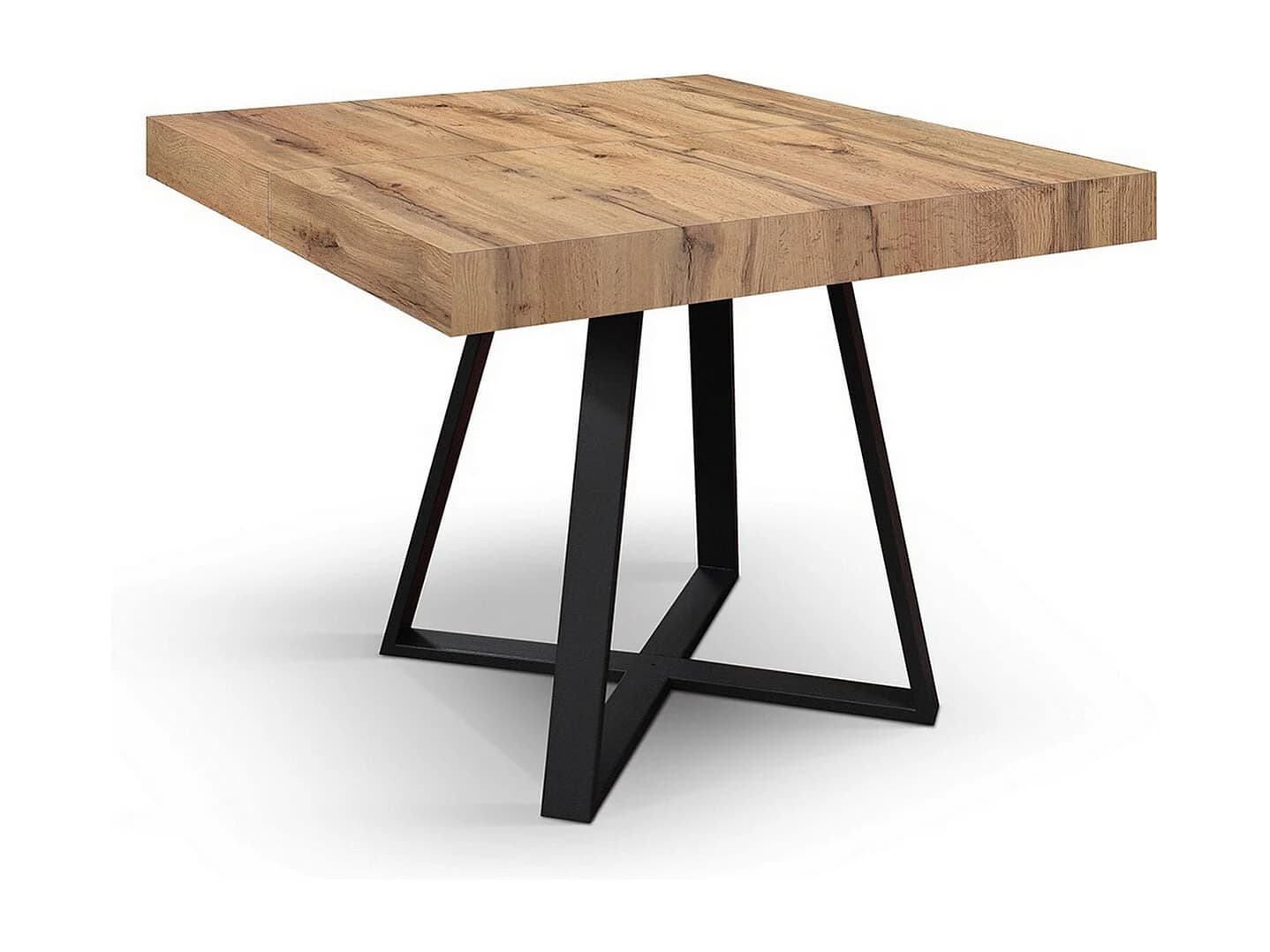 Table en bois, effet chêne, base anthracite, longueur 95x90-145x90cm - FORTE DEI MARMI