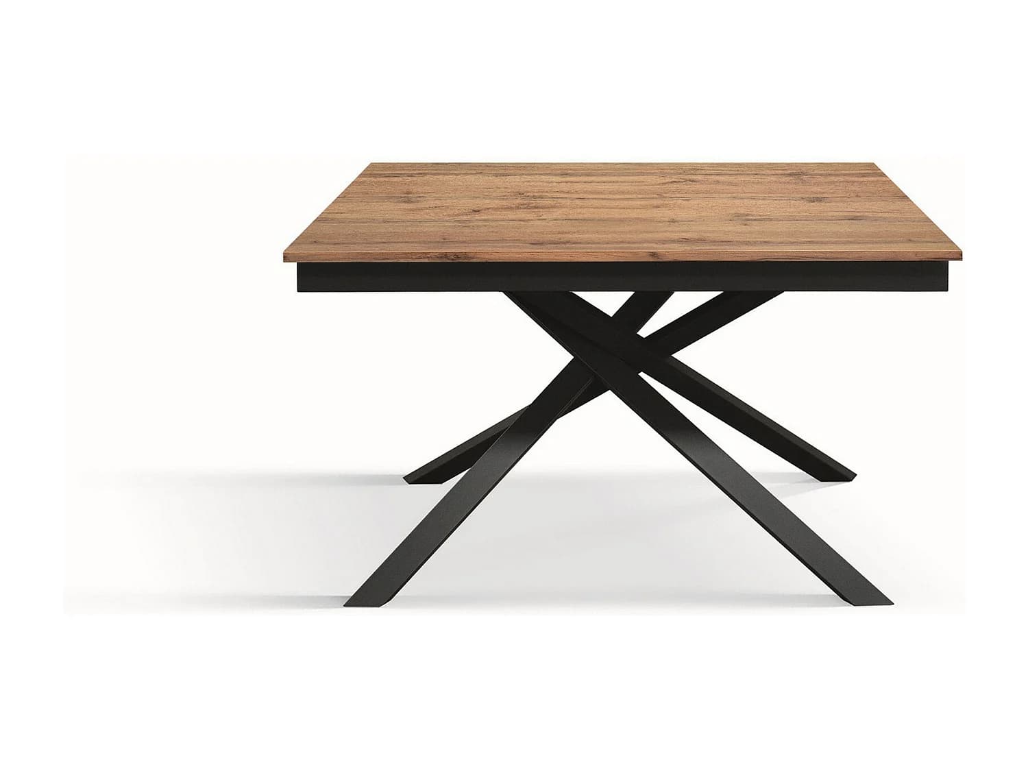 Table en bois, effet chêne, base anthracite, ext.160x90-210x90cm - VOLPAIA