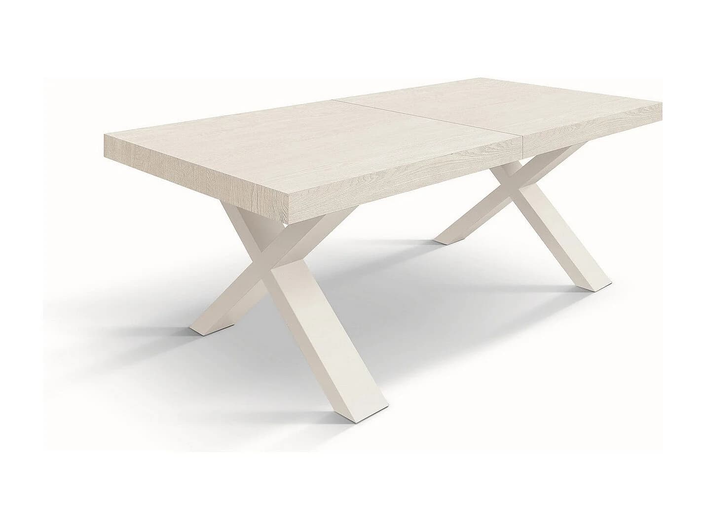 Table en frêne blanc, pieds anthracite, ext.180x90-260x90cm - AMALFI