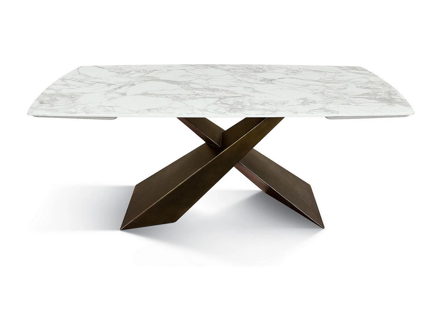 Table en vitrocéramique blanche, pieds en métal bronze 180x90-260x90cm - FIGARI