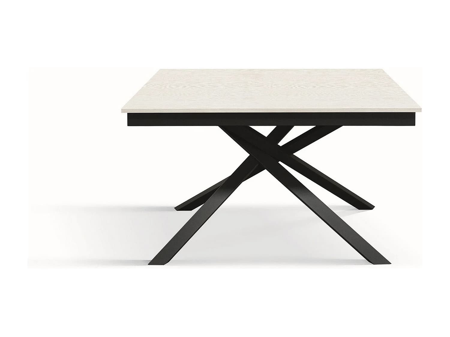Table en frêne blanc, base anthracite, rallonge 140x80-190x80cm - VOLPAIA