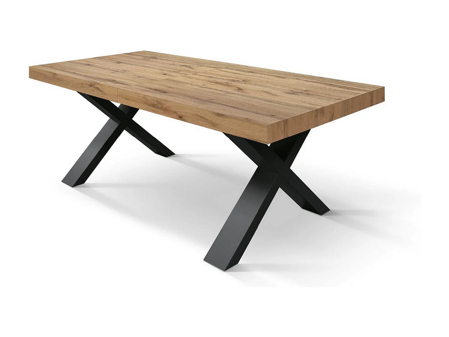 Table en bois effet chêne, pieds anthracite, ext.160x90-240x90cm - AMALFI