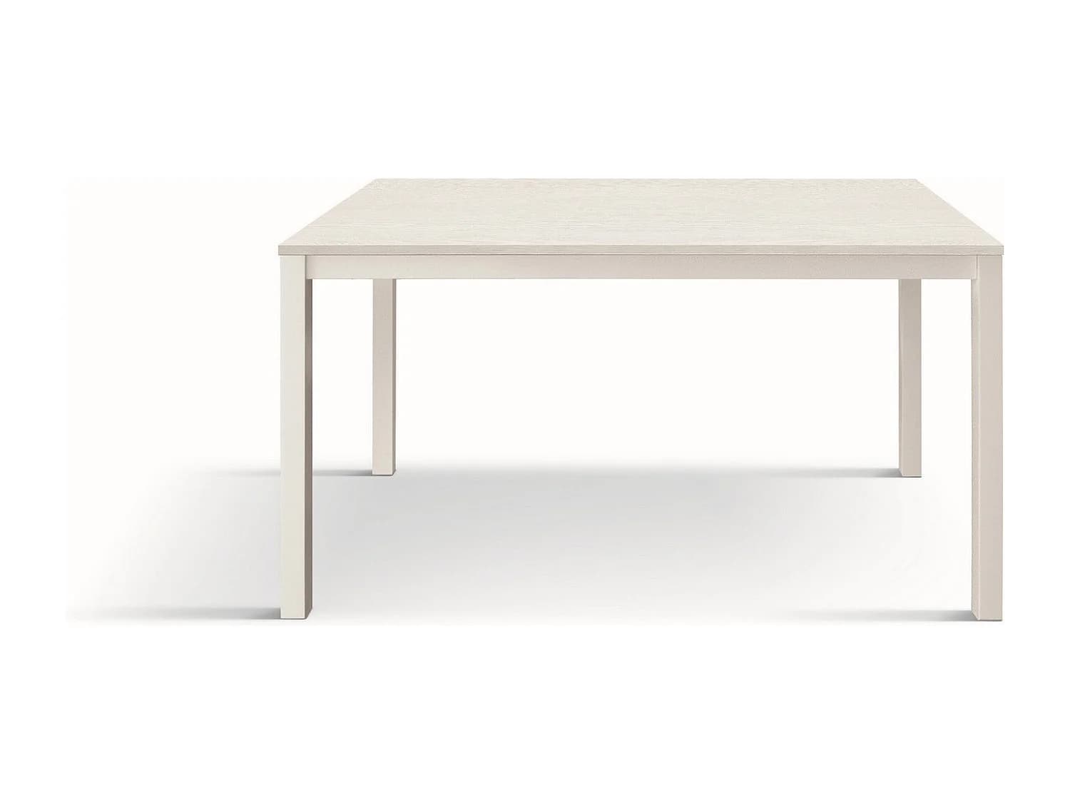 Table en bois, frêne blanc, base blanche, ext.140x80-190x80cm - TROPEA