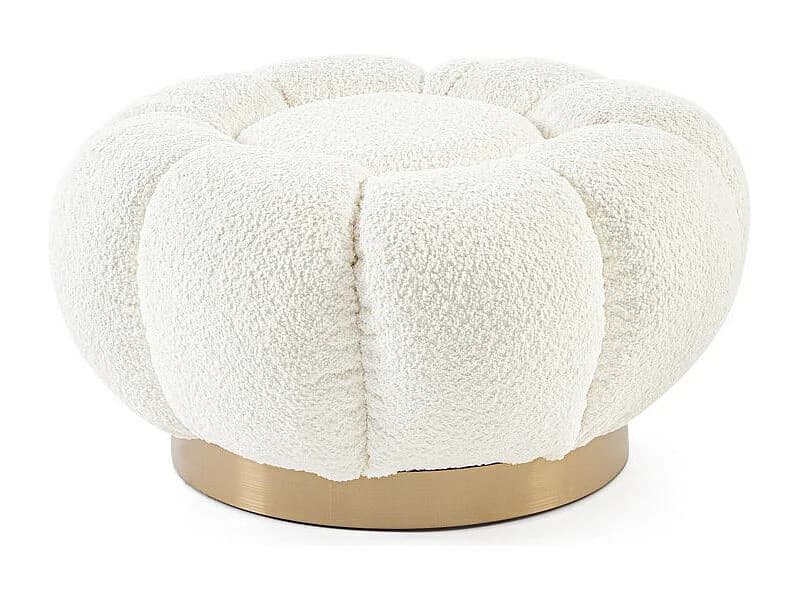 Pouf en tissu bouclé blanc - FLOREL