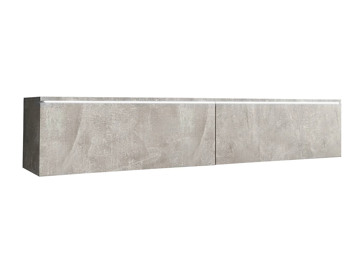 Meuble TV moderne 140 cm pour salon – 2 portes sans poignées, béton smart mat, posé ou suspendu