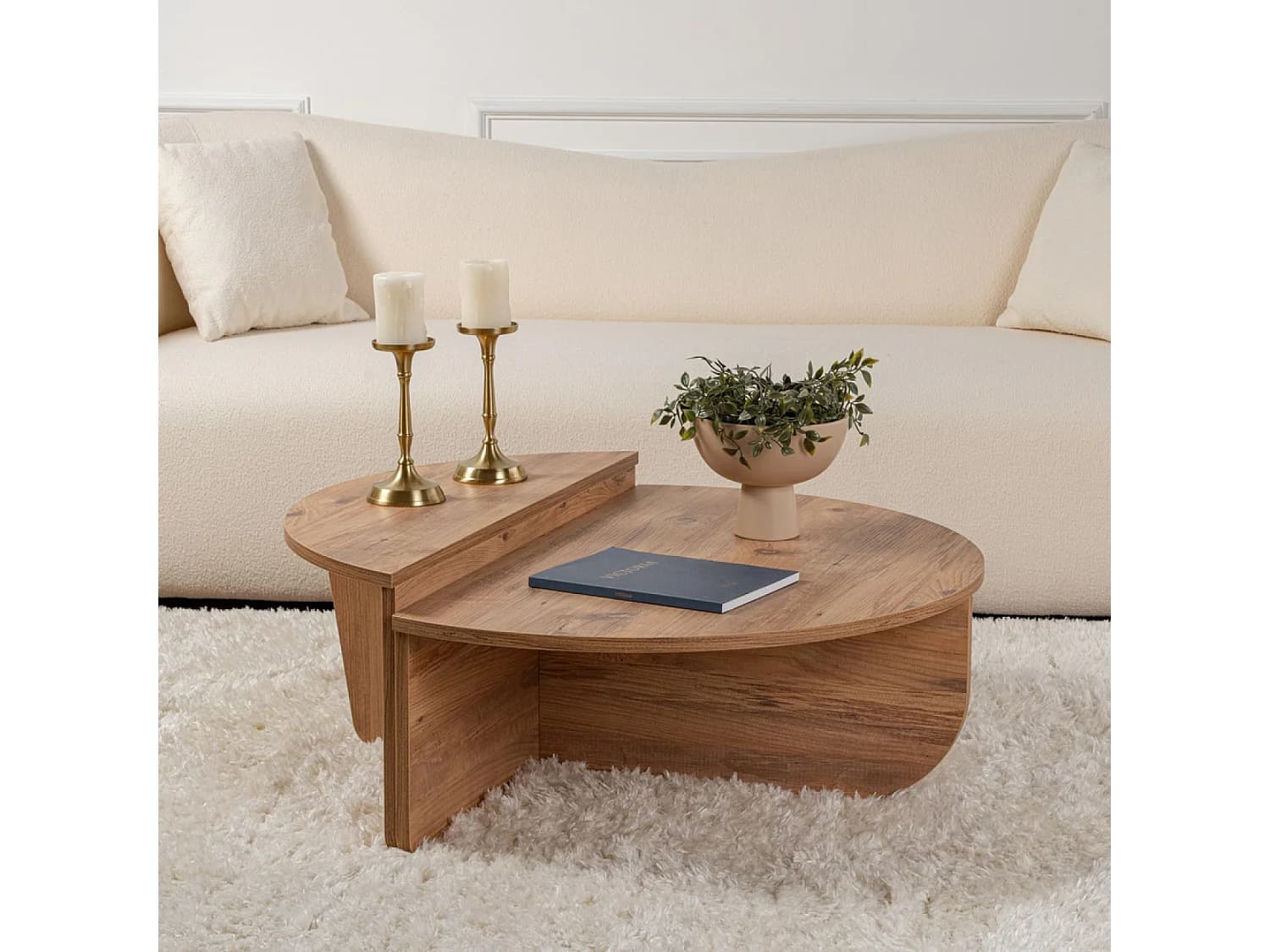 Table basse ronde podium pin atlantique 90cm POUL