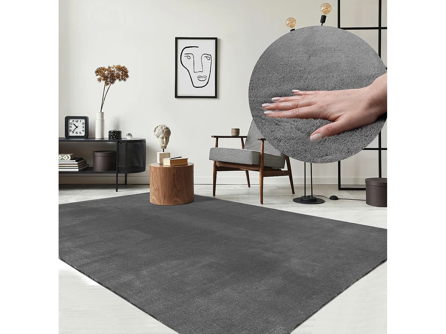 Tapis uni antidérapant lavable Anthracite - 300 x 400 cm - RELAX