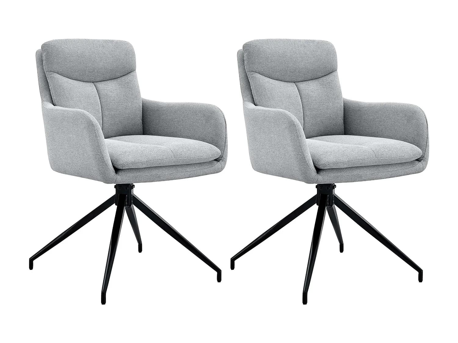 Lot de 2 chaise salle à manger - Tissu - Gris clair - Somers